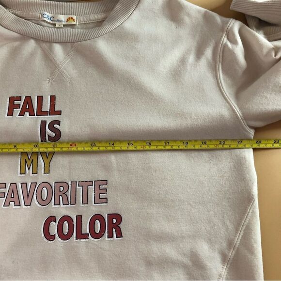 C&C California “My Favorite Color Is Fall” Sweatshirt Beige Size Large - Picture 8 of 8